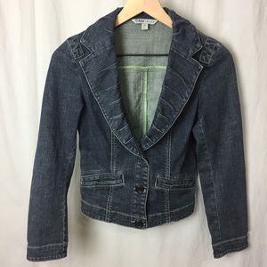 CAbi Fitted Denim Blazer/Jacket Dark Wash Size XS